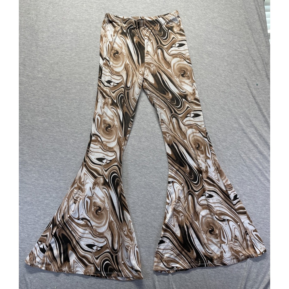 Vibe Sportswear High Waisted Flare Pants Womens Medium Multicolor Marble Swirl